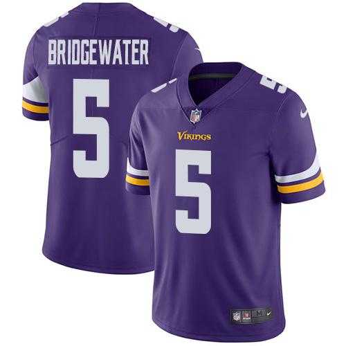 Nike Minnesota Vikings #5 Teddy Bridgewater Purple Team Color NFL Vapor Untouchable Limited Jersey,We sell and wholesale Nike Minnesota Vikings #5 Teddy Bridgewater Purple Team Color NFL Vapor Untouchable Limited Jersey on line form chian!